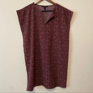 Forever 21 Dress Small Red Maroon Floral Straight Shift Sleeveless V Neck